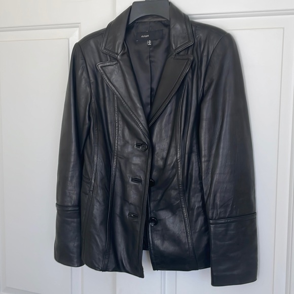 Avanti Vintage Black Leather Jacket Blazer Button Down Size Medium - Picture 2 of 10